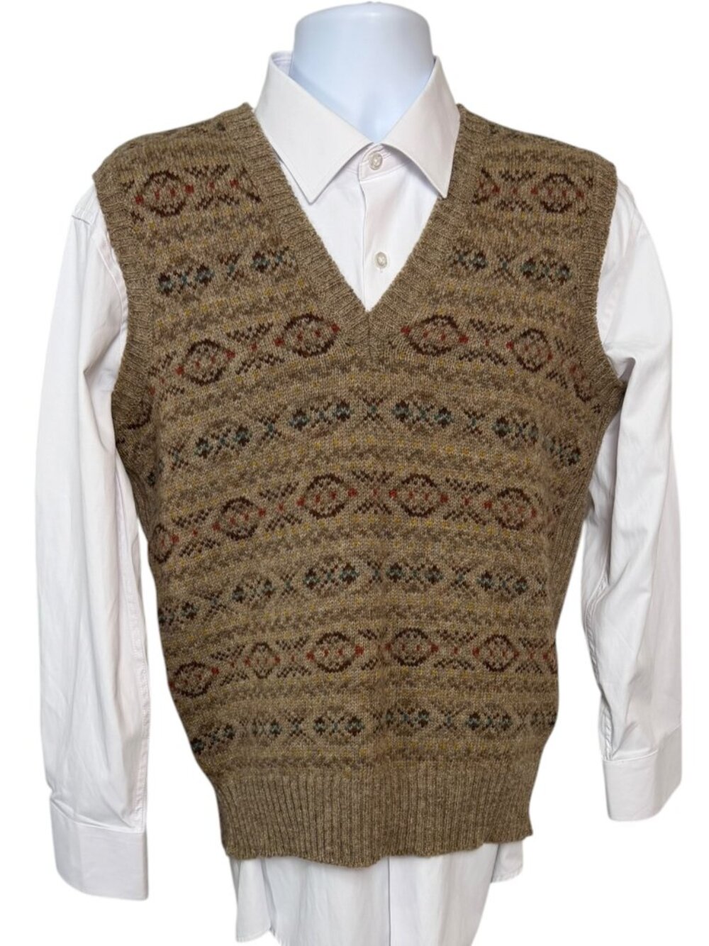 Lands’ End 100% Wool Men’s M Fair Isle Sweater Vest Made in Scotland